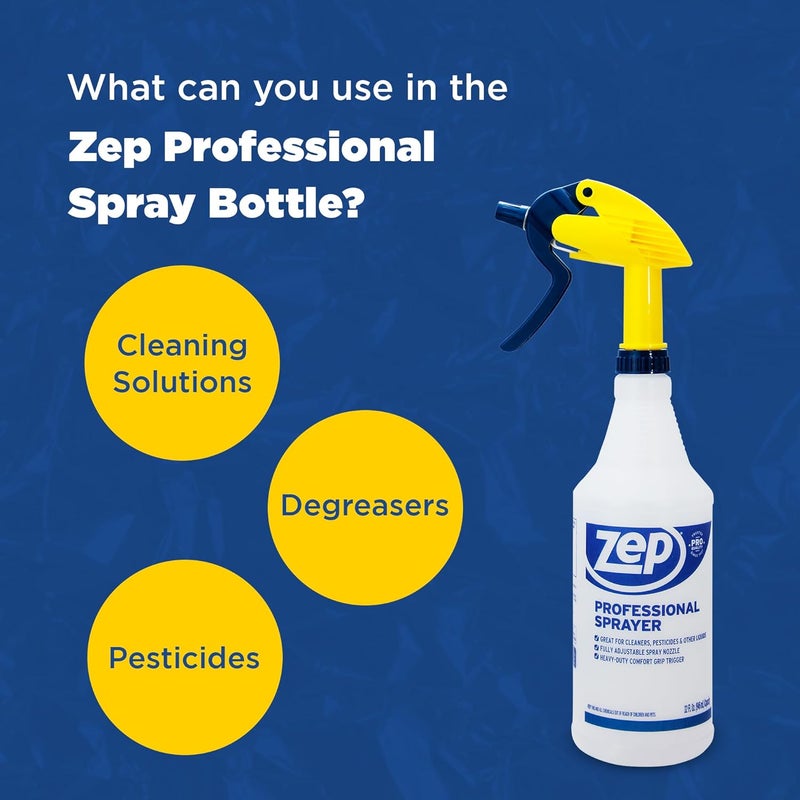 Zep Professional Sprayer Bottle - 32 oz (Case of 12) - HDPRO1 - Versatile Adjustable Nozzle Spray Bottles with a Fine Mist or Powerful Spray, Refillable for Diluted Concentrate - Image 3